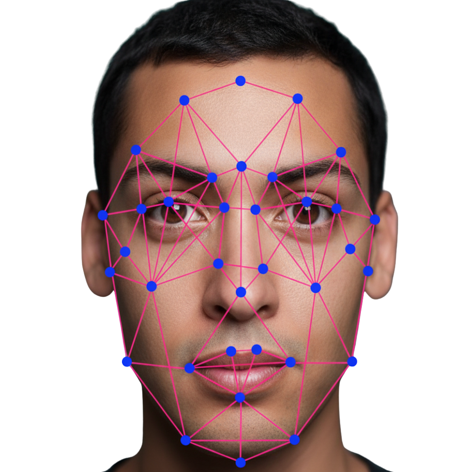 Microexpresiones: rostro con malla de puntos (AlegrIA)